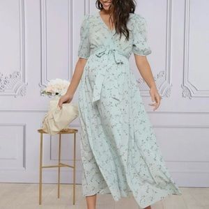 Shein Maternity Mint Floral Dress XXL